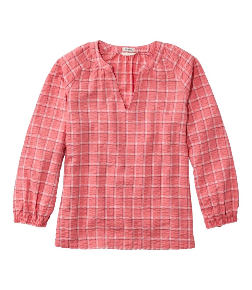 Women's Bean's Seacoast Seersucker Splitneck Shirt