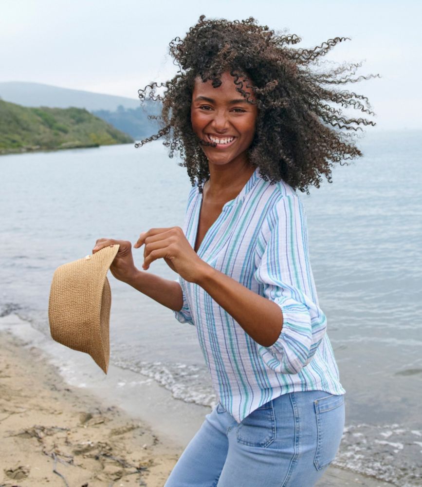 Women's Cloud Gauze Shirt, Splitneck Popover, Dark Salmon, small image number 7