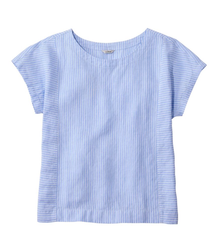 Women's Premium Washable Linen Shirt, Short-Sleeve Stripe