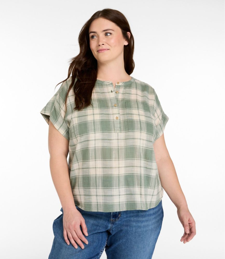 Women's L.L.Bean Day Breeze Shirt, Short-Sleeve Popover, Faded Sage Plaid, small image number 2