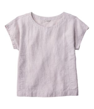 Women's Premium Washable Linen Shirt, Short-Sleeve Stripe, New
