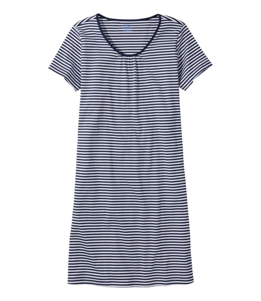 Women's Supima® Nightgown, Short-Sleeve Stripe