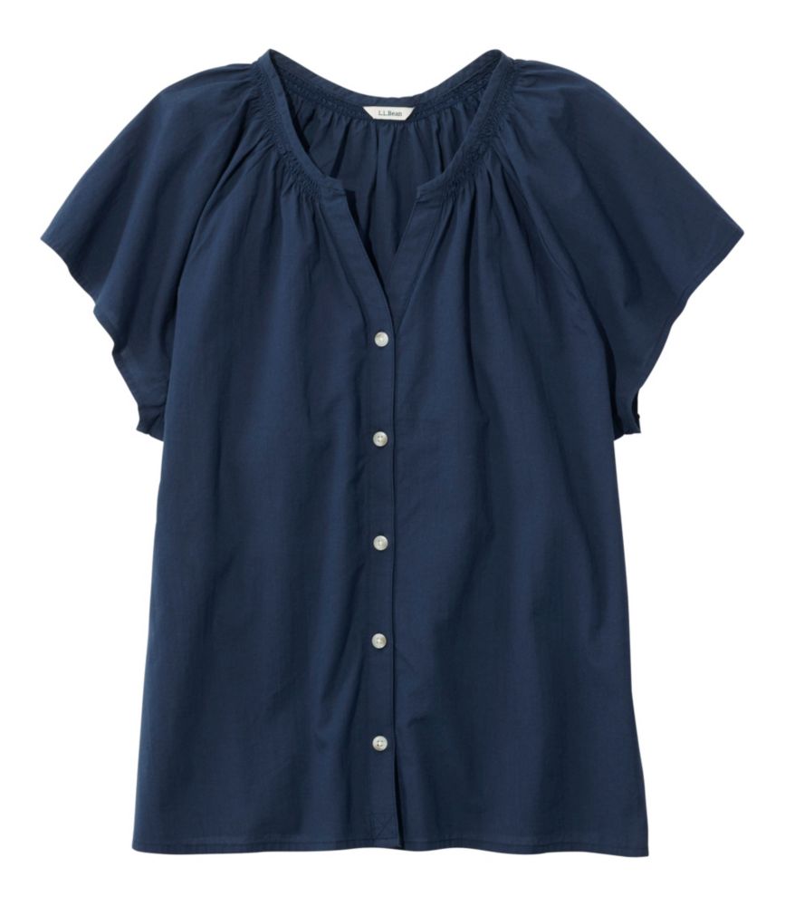 Women's Whisperweight Poplin Shirt, Short-Sleeve, Classic Navy, small image number 1