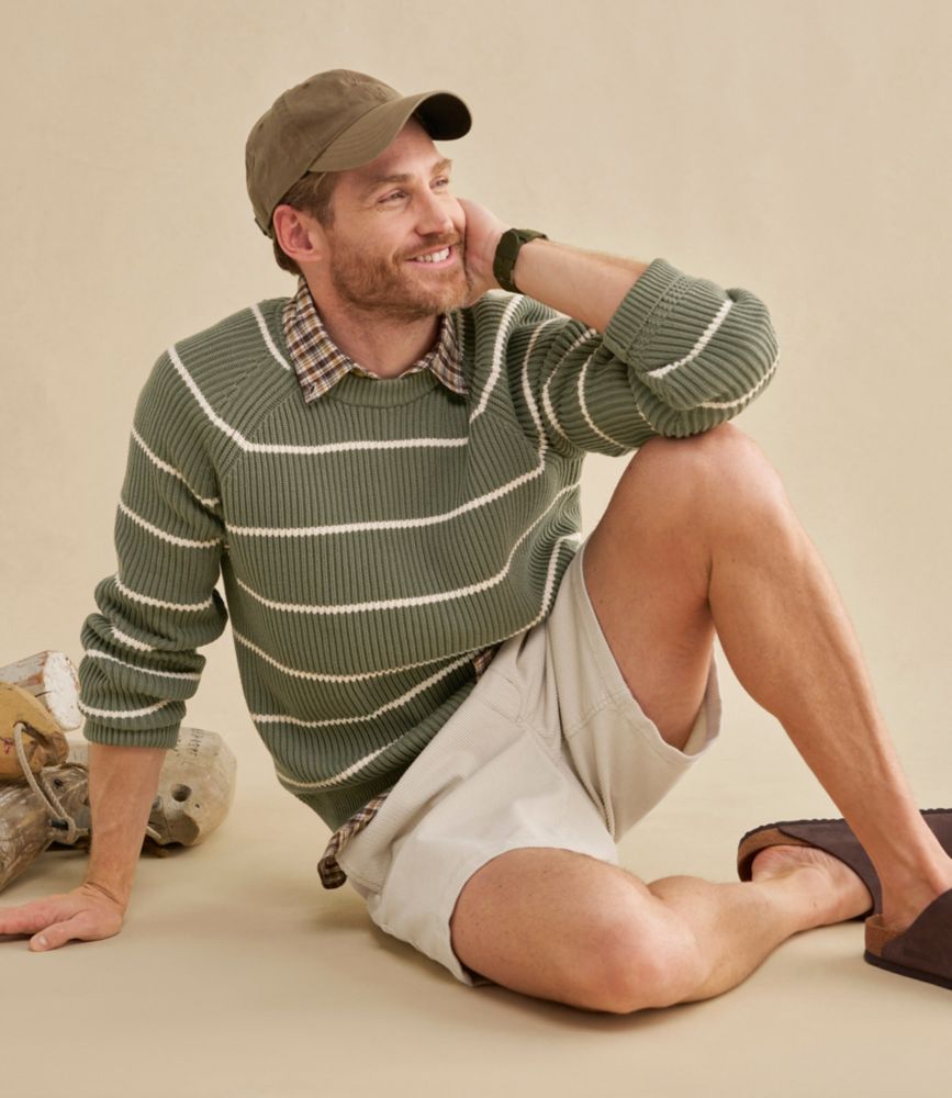 Men's Mariner Rib Crew Sweater, Stripe, Olive Gray/Natural, small image number 6