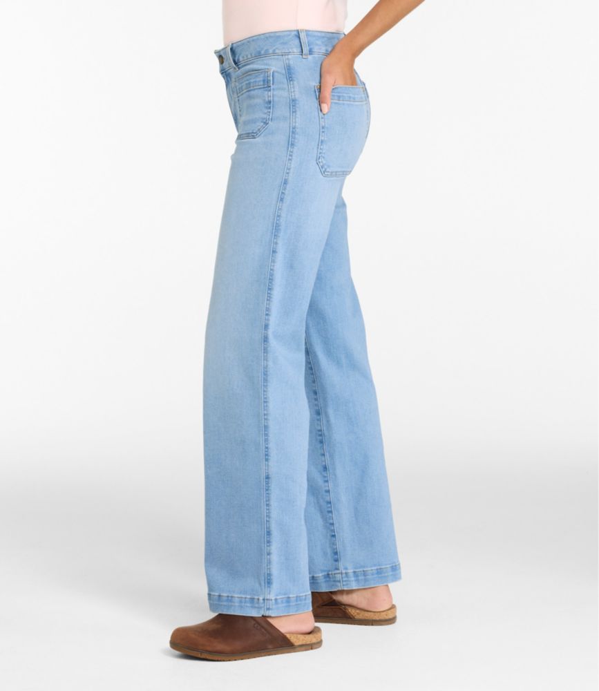 Women's L.L.Bean Go-Anywhere Jeans, Mid-Rise Patch Pocket Wide Straight-Leg, Deep Mariner Wash, small image number 4