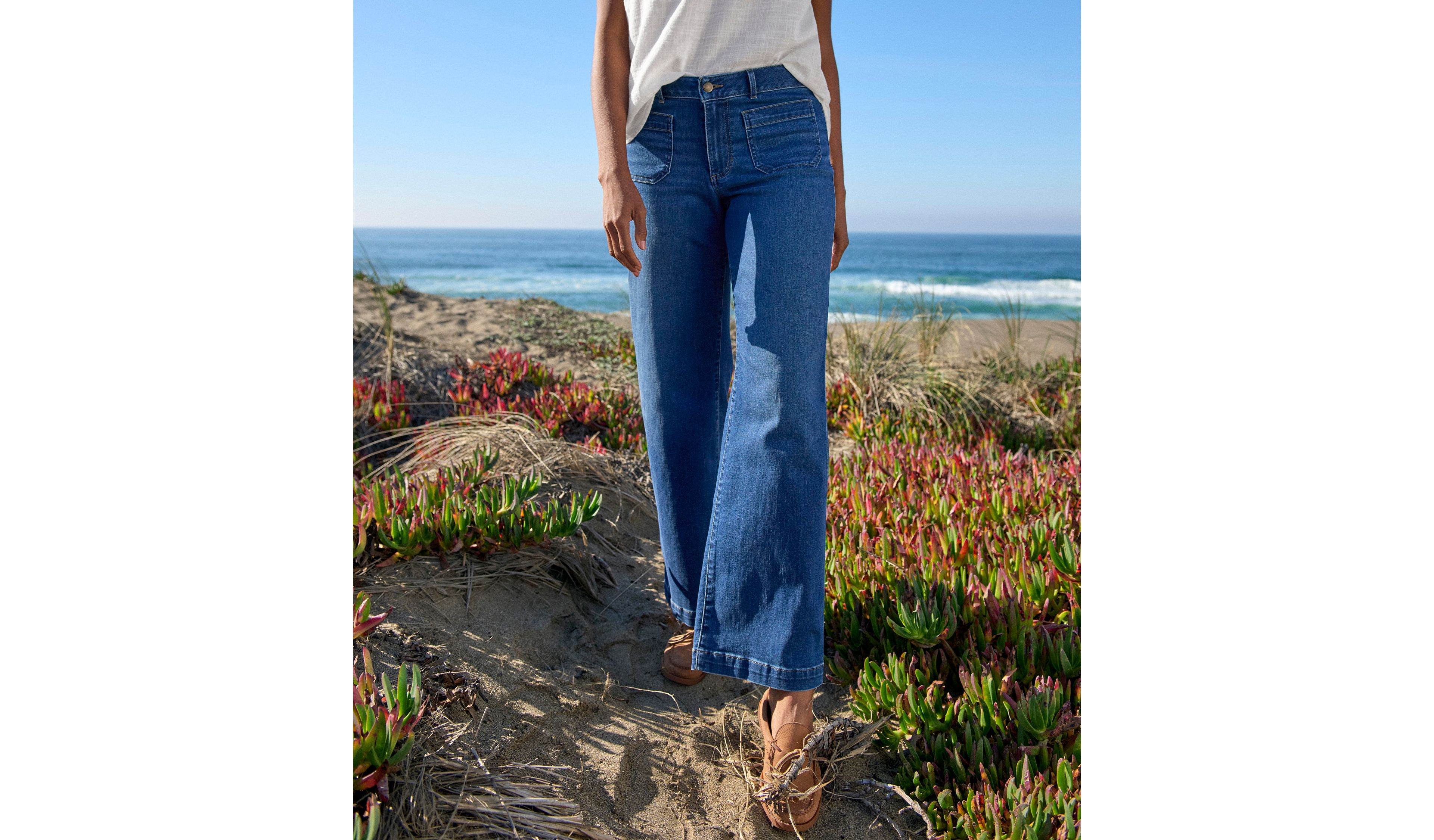 Women's L.L.Bean Go-Anywhere Jeans, Mid-Rise Patch Pocket Wide Straight-Leg
