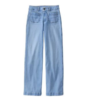 Women's L.L.Bean Go-Anywhere Jeans, Mid-Rise Patch Pocket Wide Straight-Leg, New