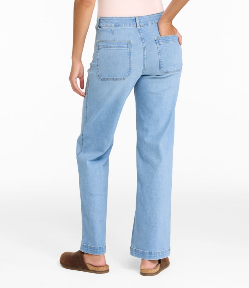 Women's L.L.Bean Go-Anywhere Jeans, Mid-Rise Patch Pocket Wide Straight-Leg