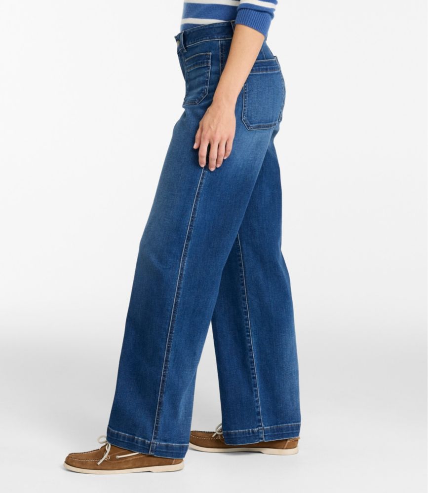 Women's L.L.Bean Go-Anywhere Jeans, Mid-Rise Patch Pocket Wide Straight-Leg