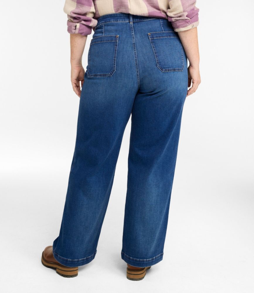 Women's L.L.Bean Go-Anywhere Jeans, Mid-Rise Patch Pocket Wide Straight-Leg, Deep Mariner Wash, small image number 3