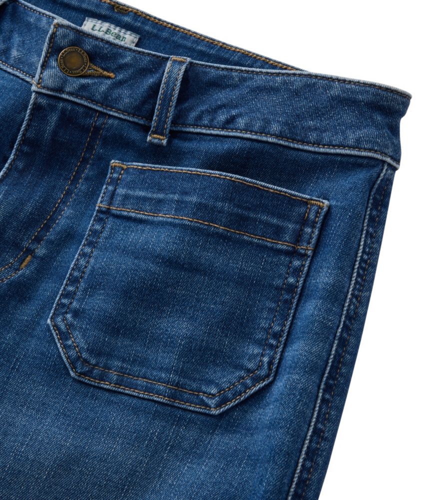 Women's L.L.Bean Go-Anywhere Jeans, Mid-Rise Patch Pocket Wide Straight-Leg, Deep Mariner Wash, small image number 5