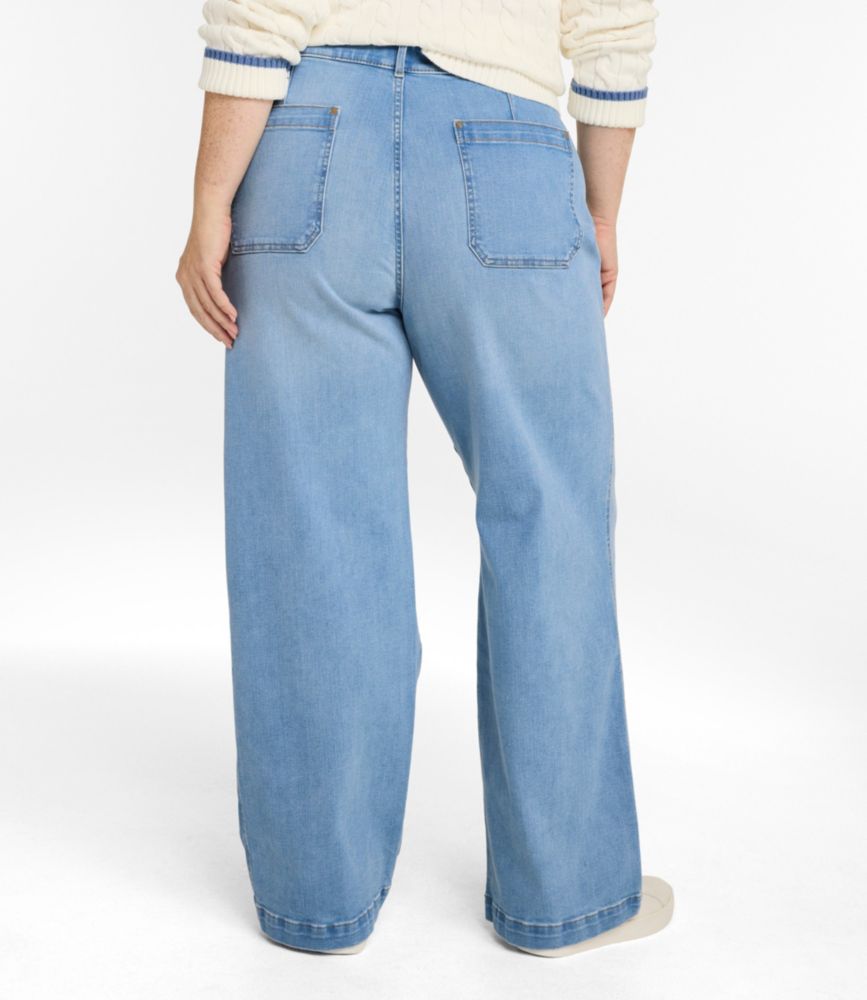 Women's L.L.Bean Go-Anywhere Jeans, Mid-Rise Patch Pocket Wide Straight-Leg