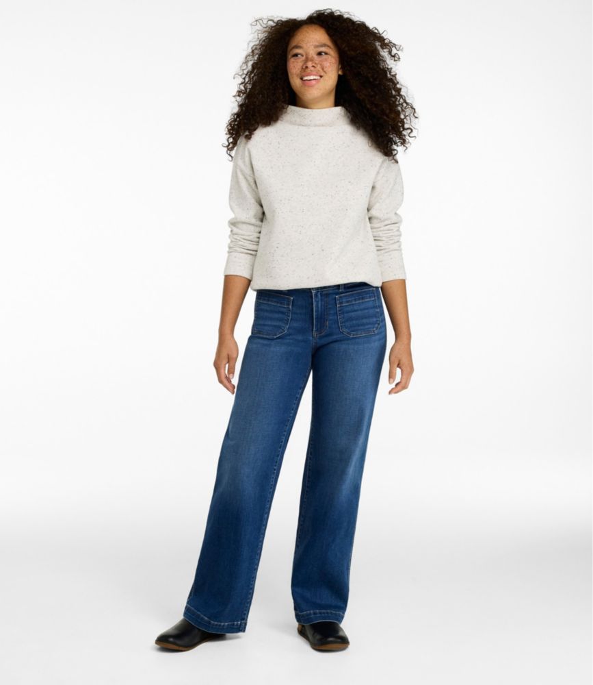 Women's L.L.Bean Go-Anywhere Jeans, Mid-Rise Patch Pocket Wide Straight-Leg
