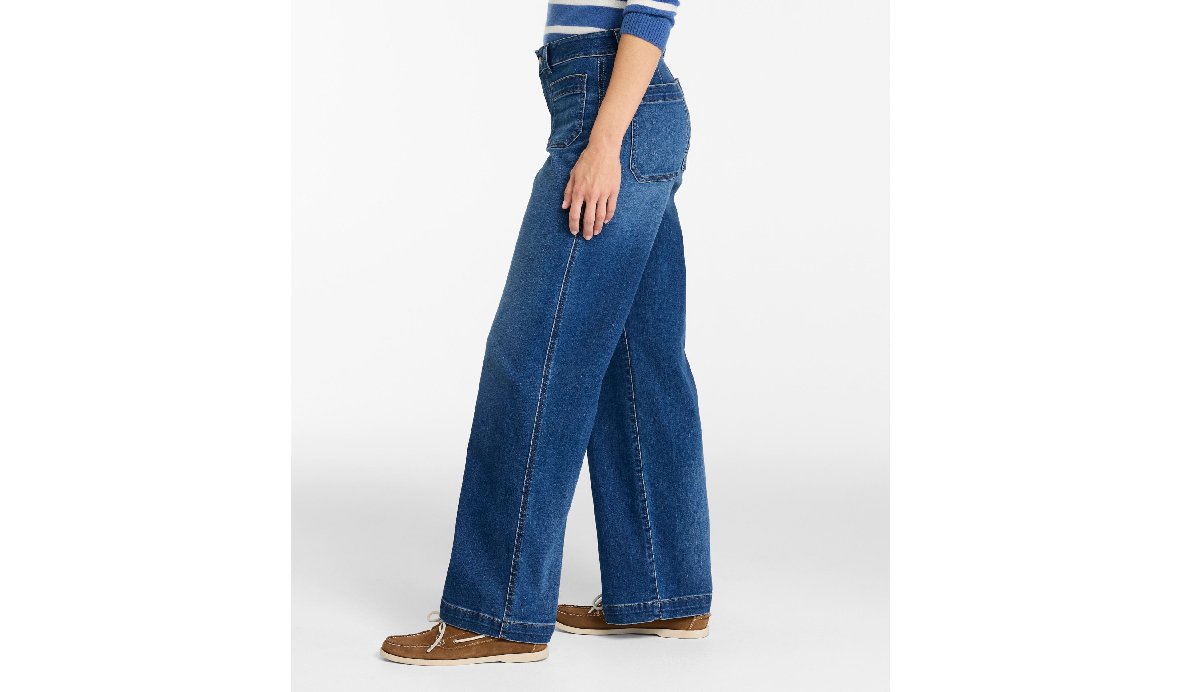 Women's L.L.Bean Go-Anywhere Jeans, Mid-Rise Patch Pocket Wide Straight-Leg