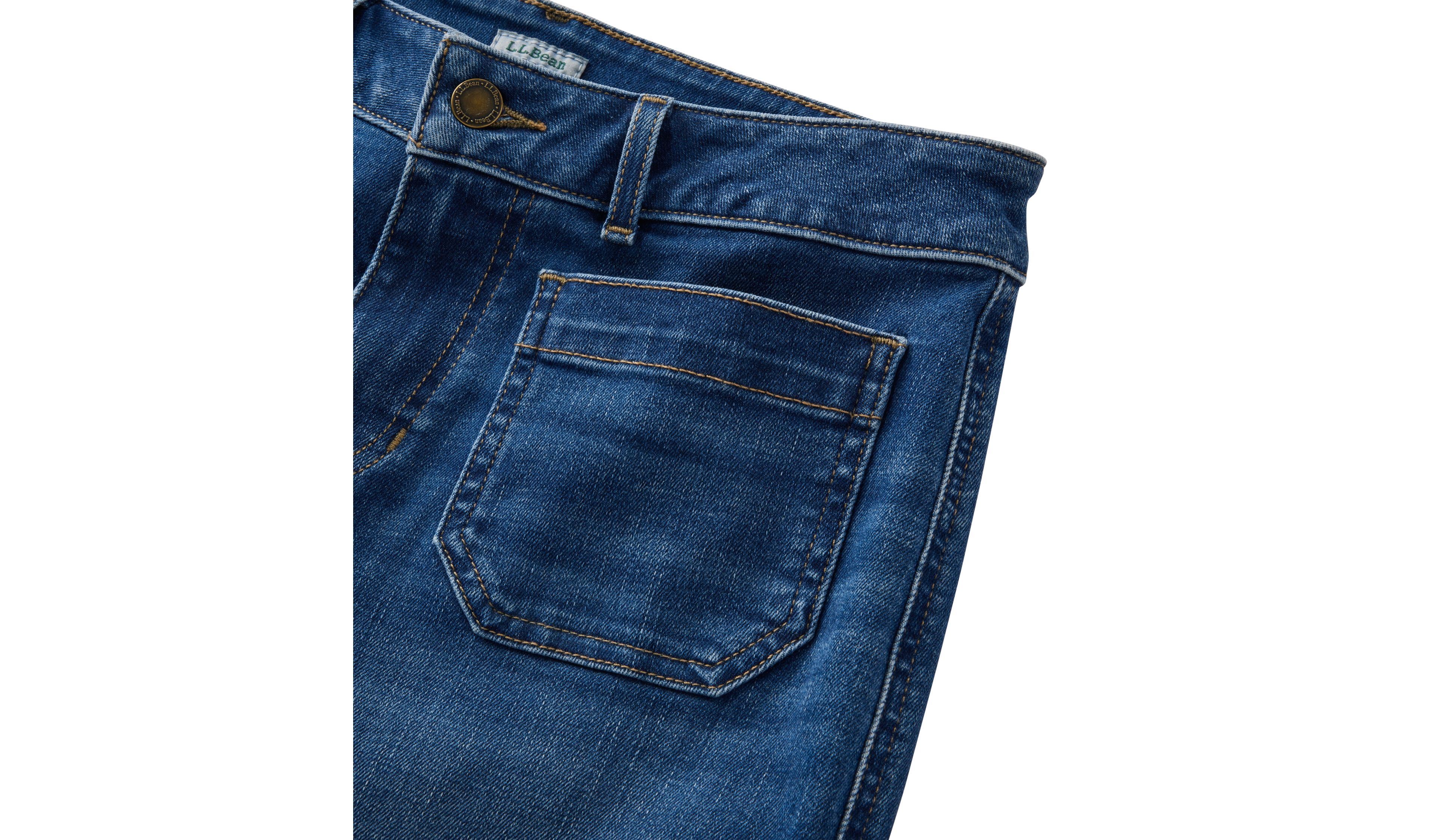 Women's L.L.Bean Go-Anywhere Jeans, Mid-Rise Patch Pocket Wide Straight-Leg