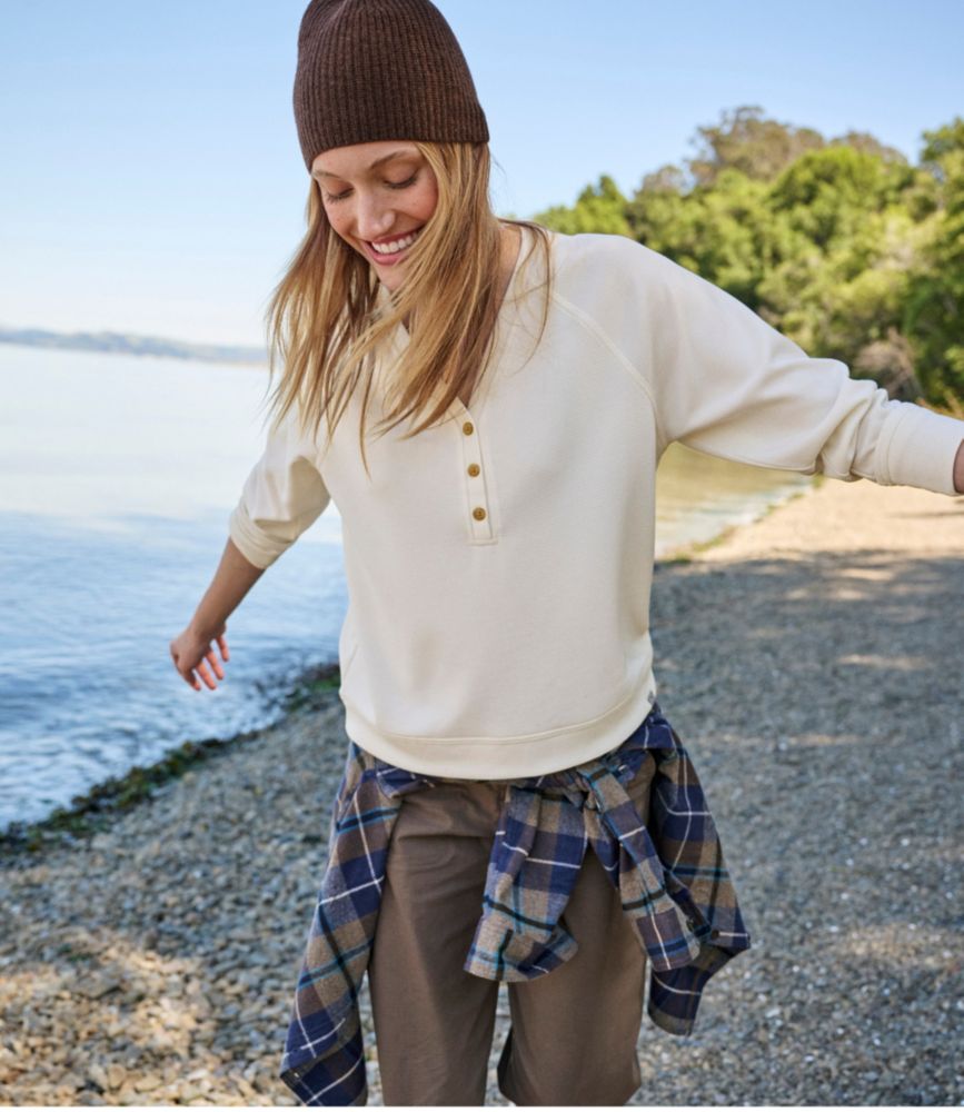 Women's Mountainside Micro Waffle Henley, Bone, small image number 6