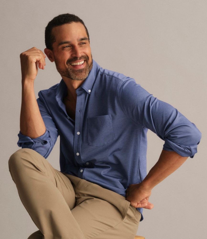 Men's Comfort Stretch Performance&reg; Button-Front Shirt, Long-Sleeve, Bright Navy, small image number 8