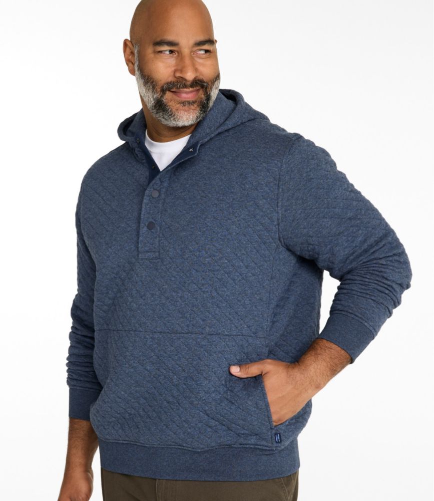 Men's Bean's Quilted Snap Hoodie, Dark Charcoal Heather, small image number 4