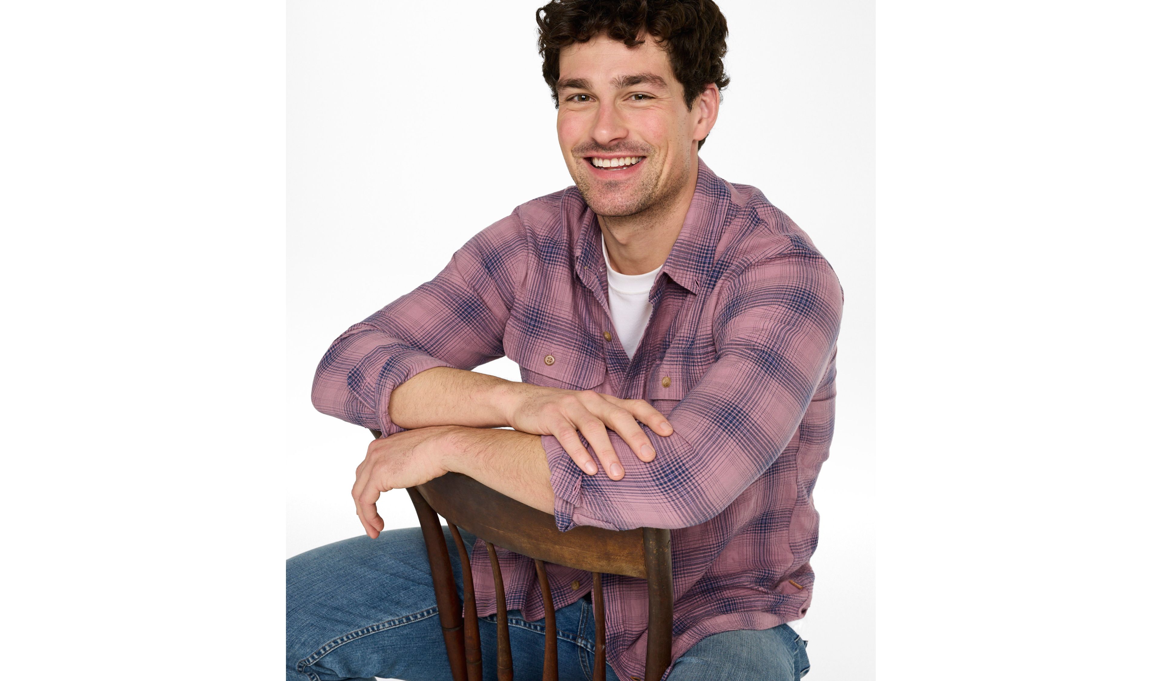 Men's Sunwashed Textured Shirt, Slightly Fitted, Plaid