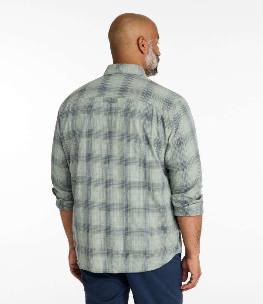 Men's Sunwashed Textured Shirt, Slightly Fitted, Plaid, Dark Bronze, small image number 5