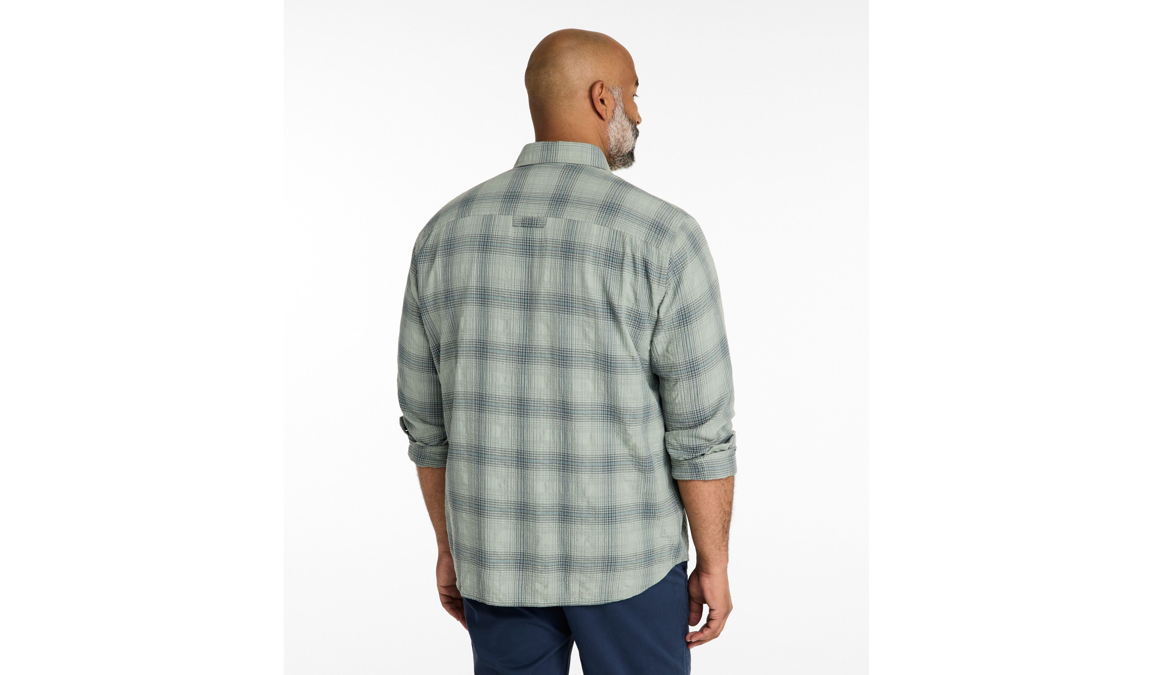 Men's Sunwashed Textured Shirt, Slightly Fitted, Plaid