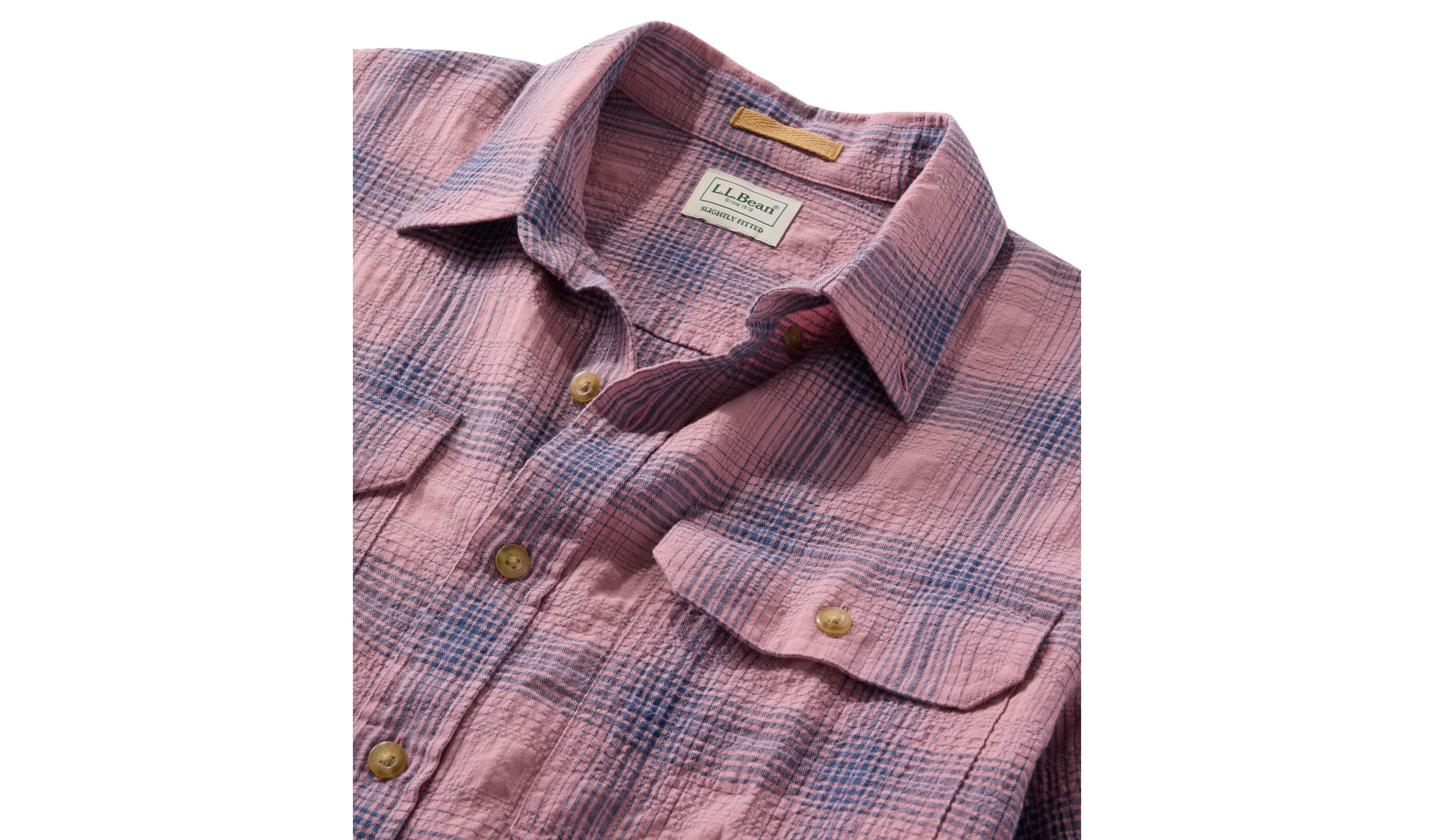 Men's Sunwashed Textured Shirt, Slightly Fitted, Plaid