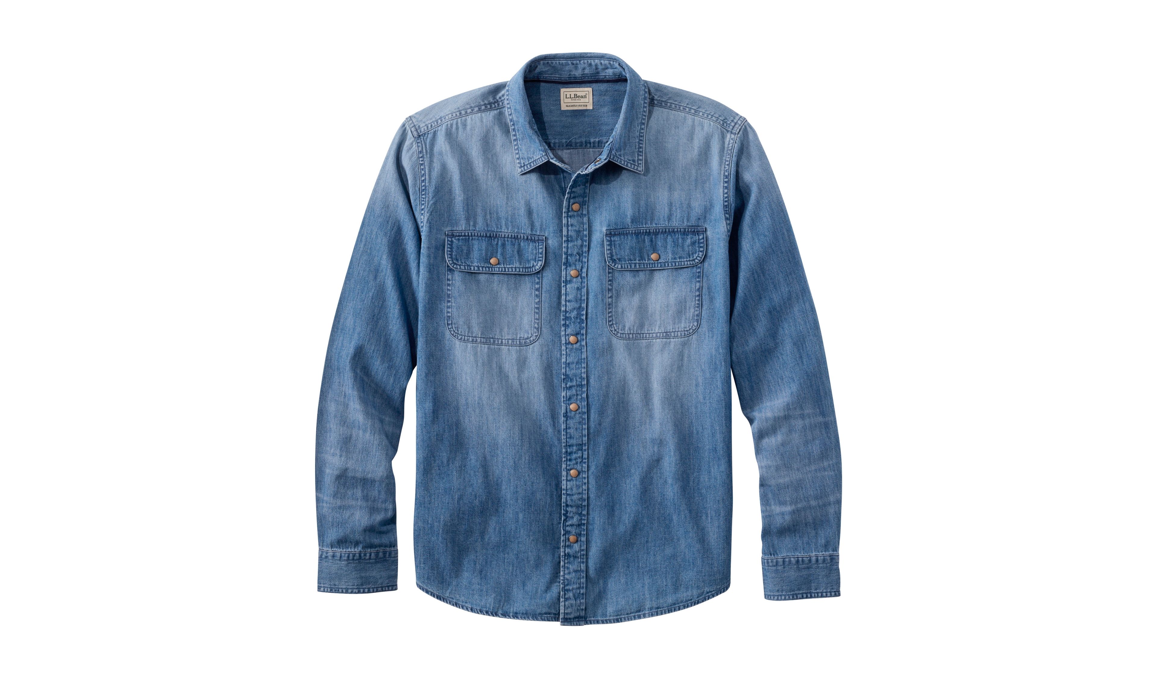 Men's Sunwashed Denim Shirt, Slightly Fitted