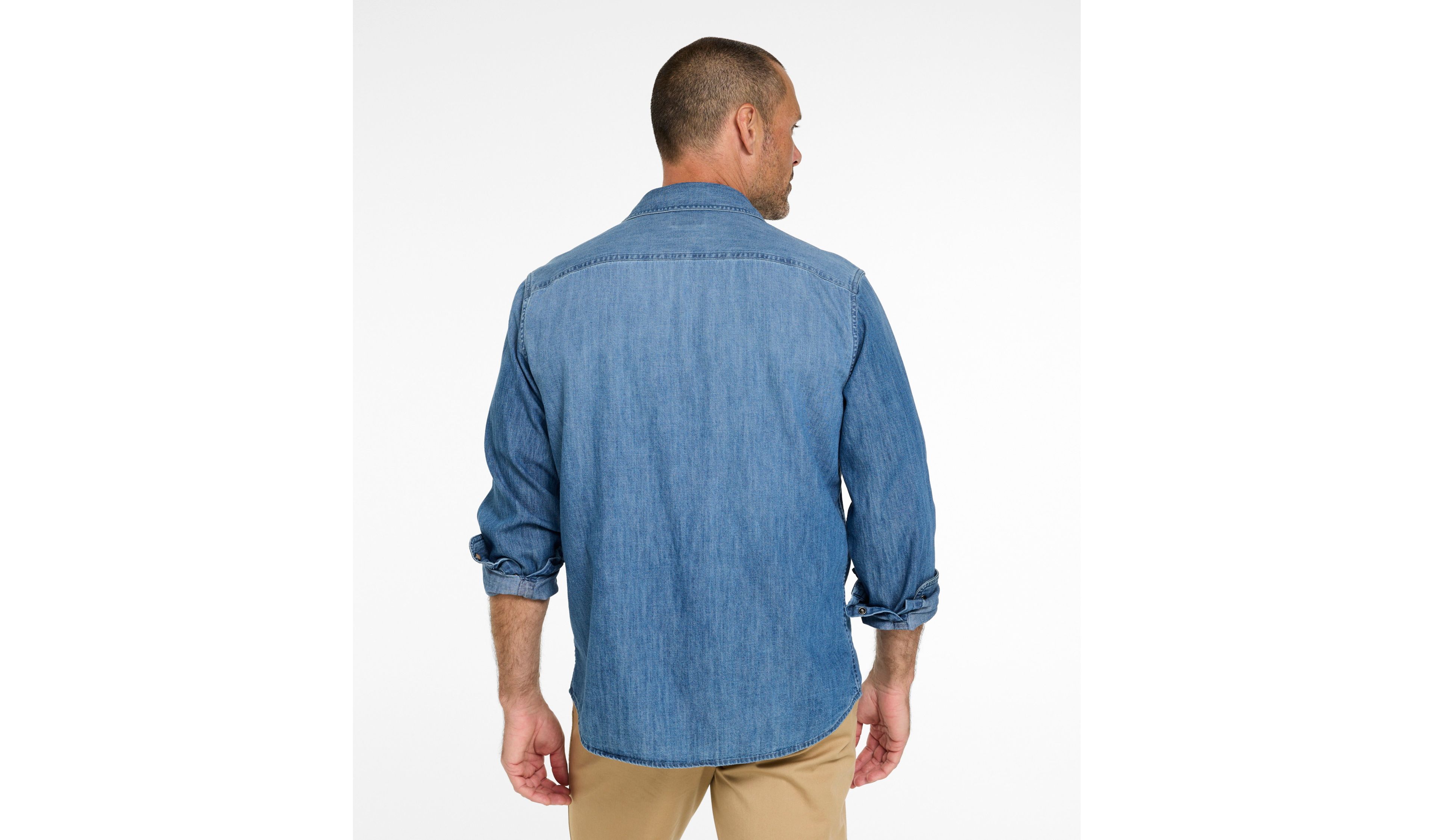 Men's Sunwashed Denim Shirt, Slightly Fitted