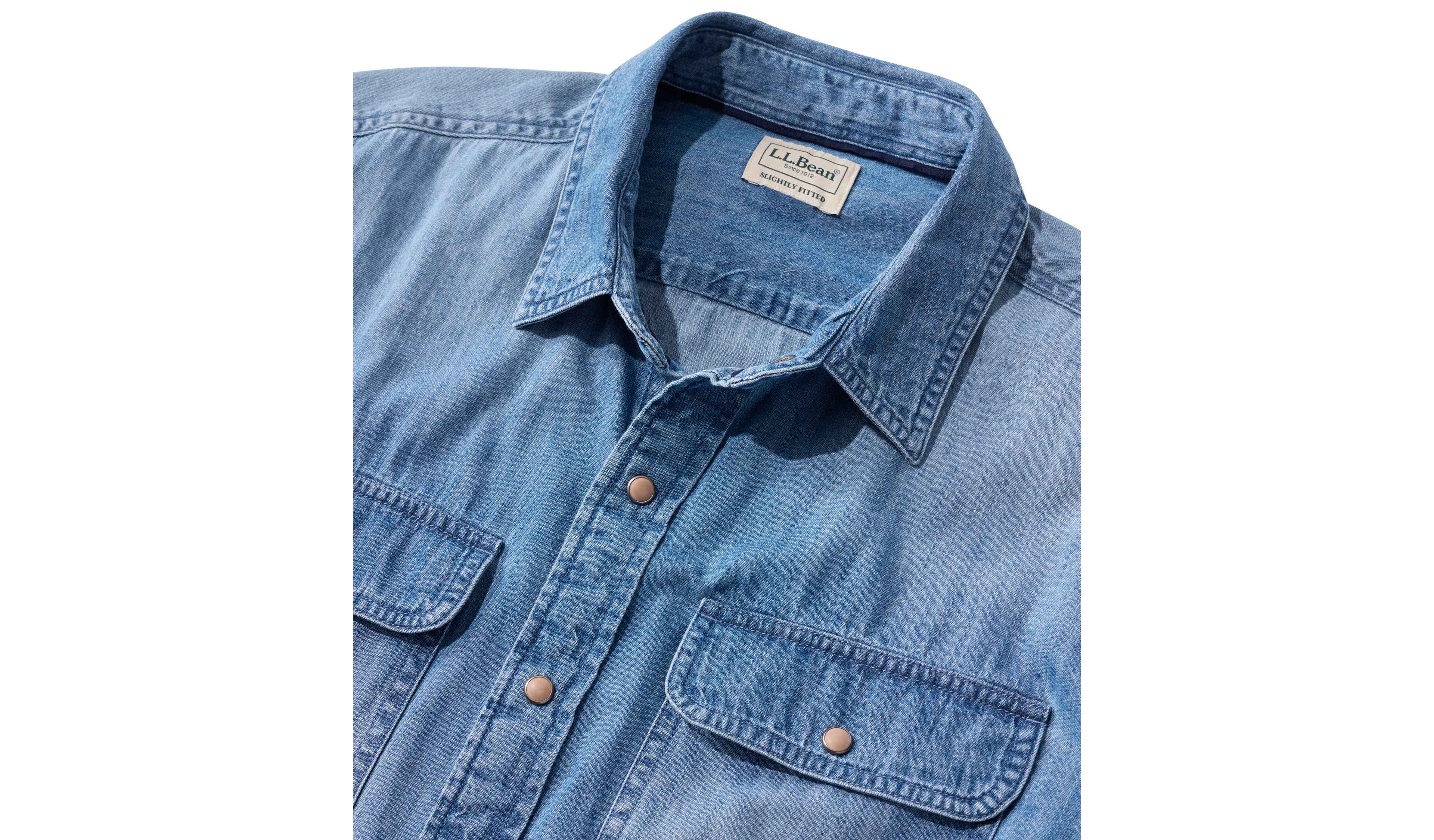 Men's Sunwashed Denim Shirt, Slightly Fitted