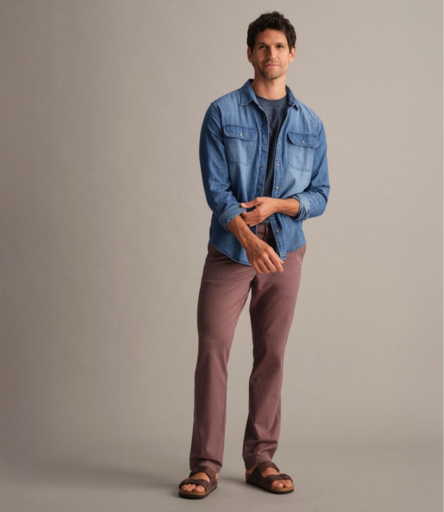 Men's Sunwashed Denim Shirt, Slightly Fitted Untucked Fit