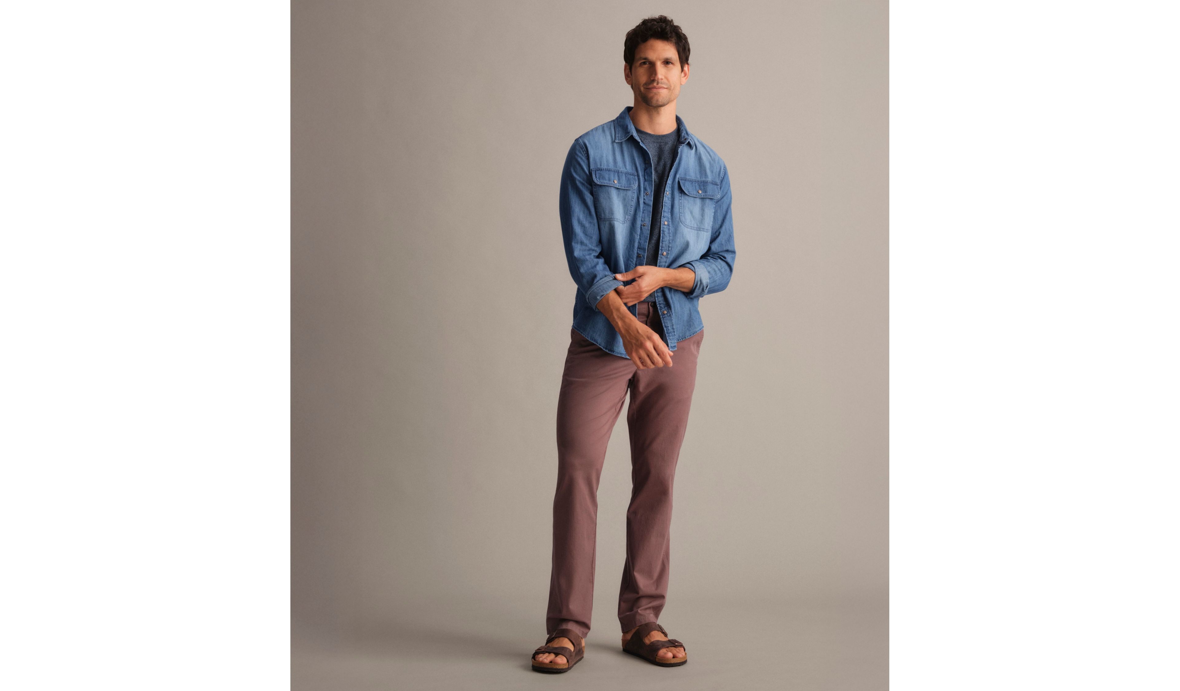 Men's Sunwashed Denim Shirt, Slightly Fitted