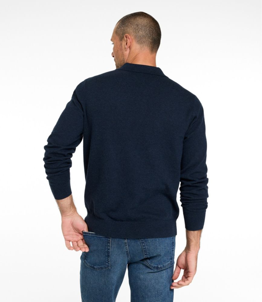 Men's All Seasons Cotton Blend Sweater, Long-Sleeve Polo, Classic Navy Heather, small image number 3