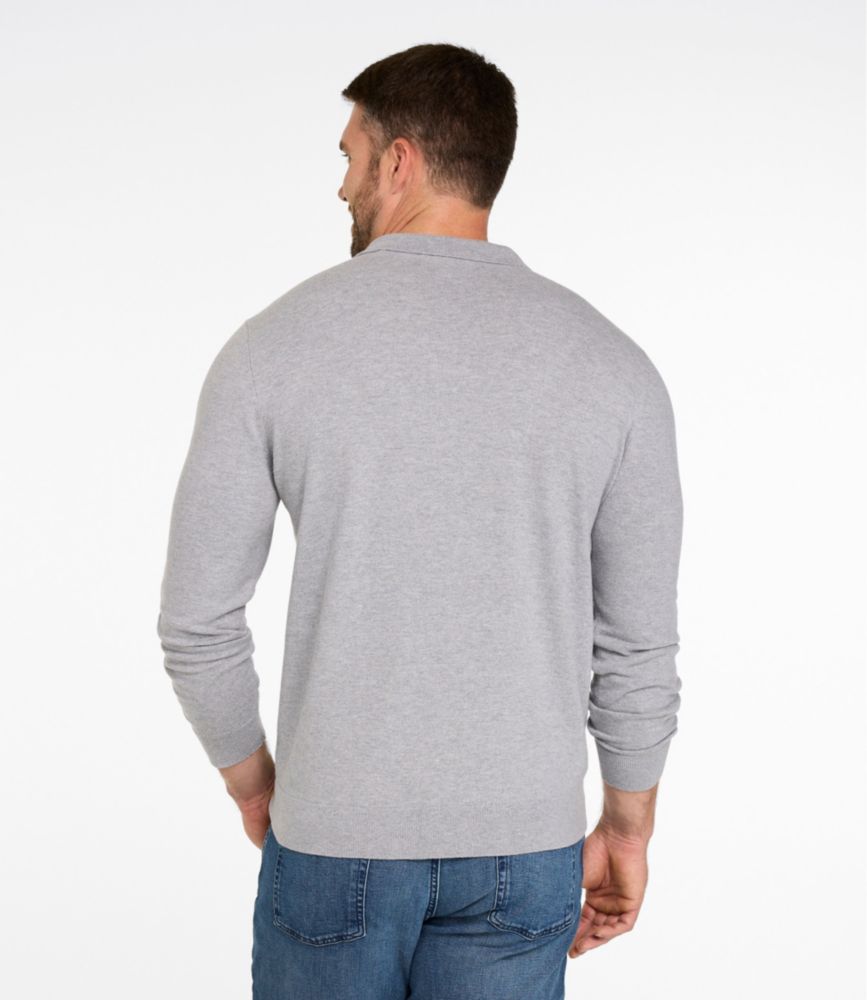 Men's All Seasons Cotton Blend Sweater, Long-Sleeve Polo, Classic Navy Heather, small image number 5