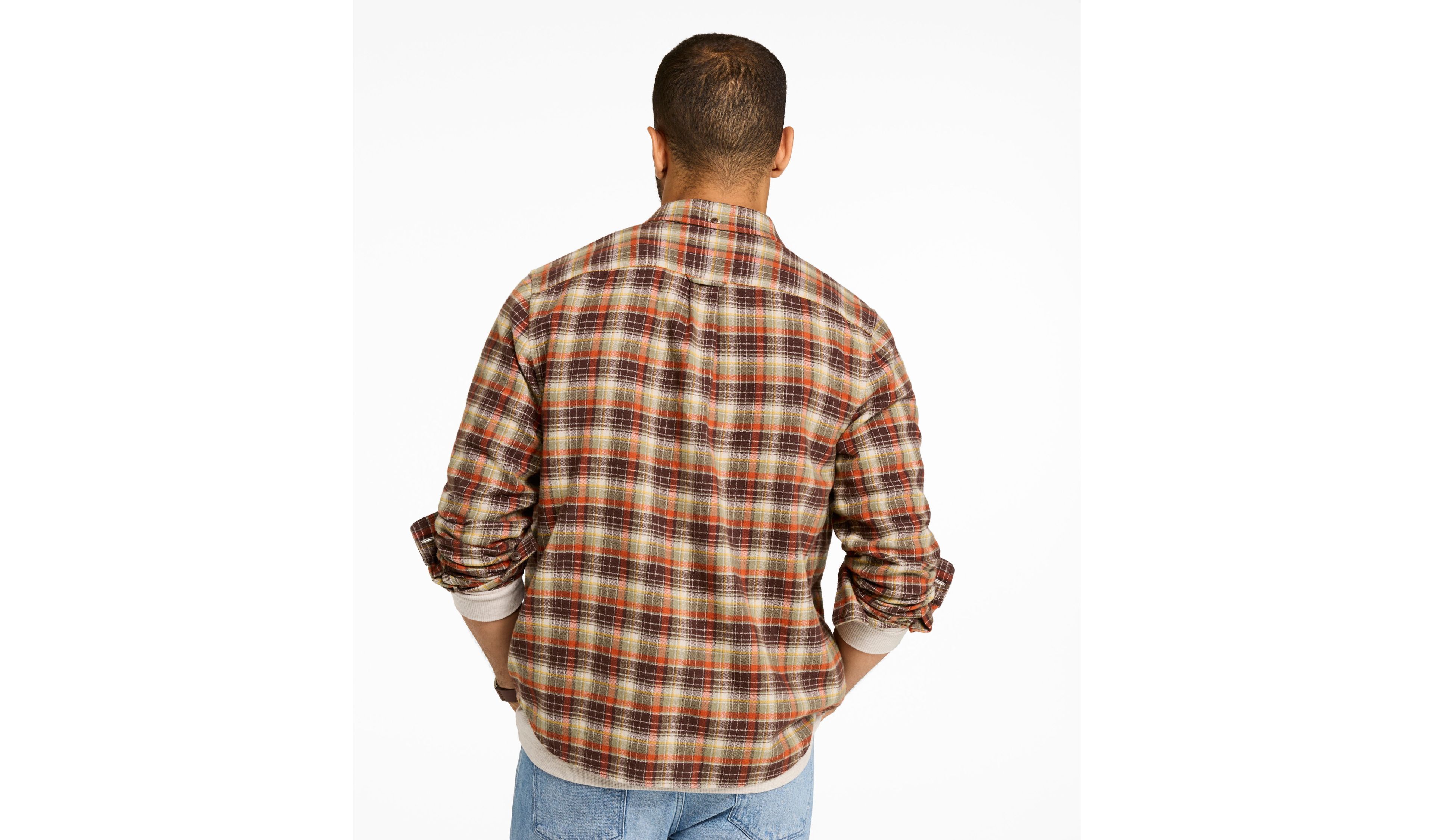 Men's Signature Brushed Herringbone Shirt, Slim Fit