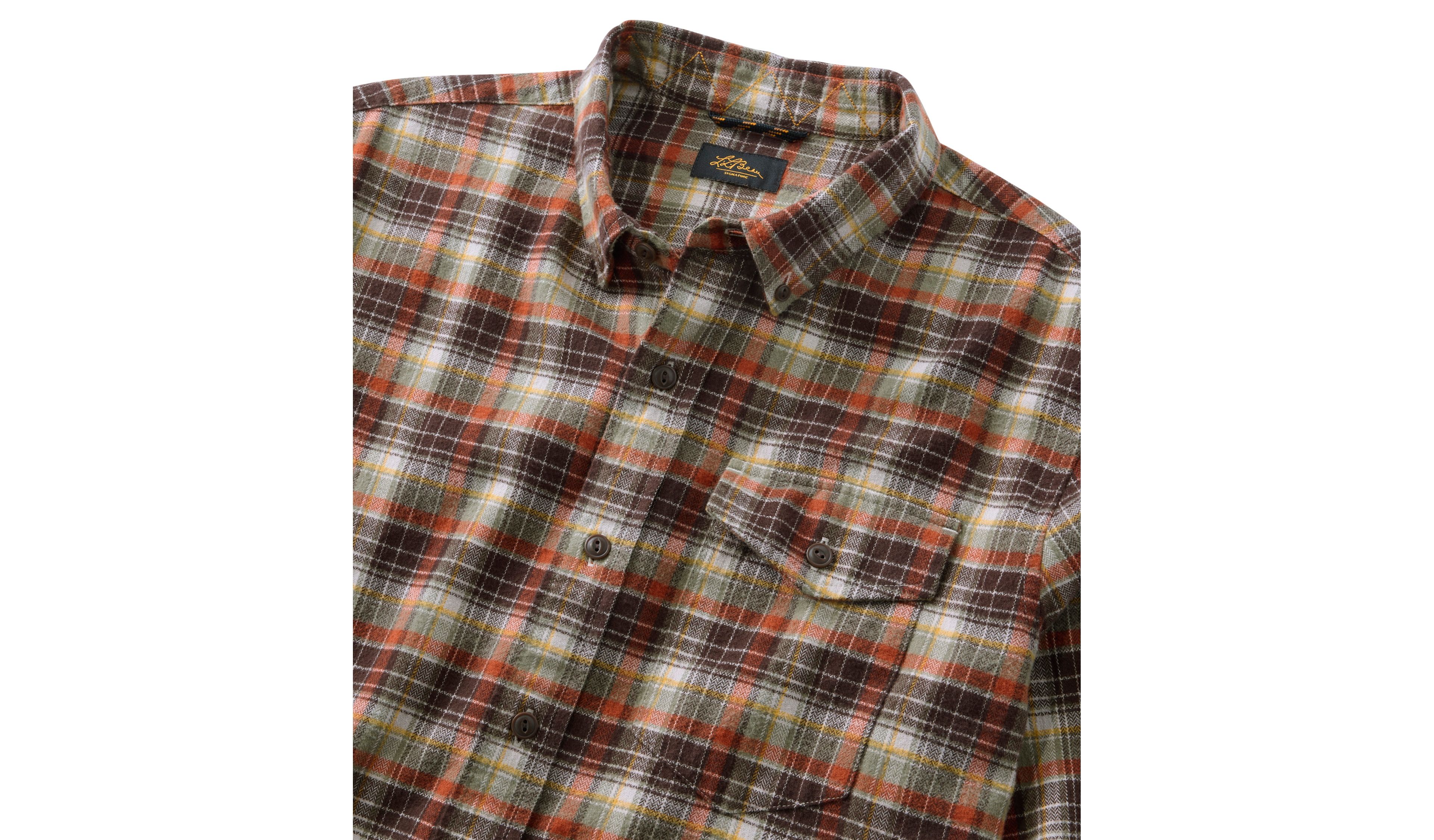 Men's Signature Brushed Herringbone Shirt, Slim Fit