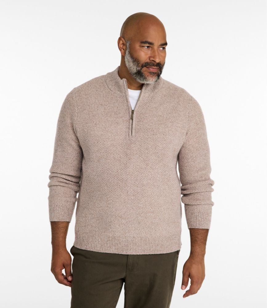 Men's Heritage Honeycomb Sweater, Quarter-Zip, Deep Blue Heather, small image number 4