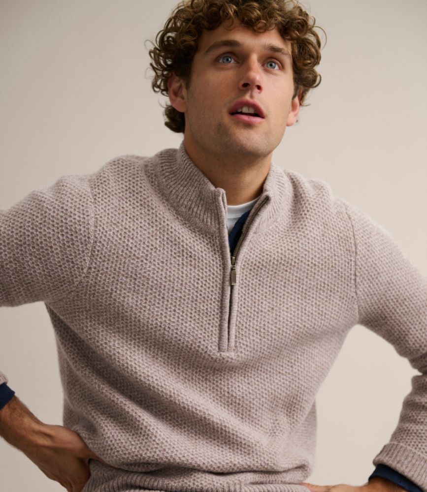 Men's Heritage Honeycomb Sweater, Quarter-Zip, Deep Blue Heather, small image number 8