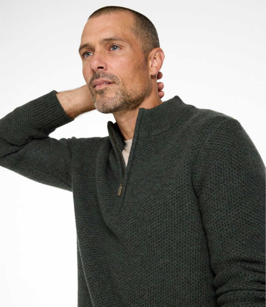 Men's Heritage Honeycomb Sweater, Quarter-Zip, Deep Blue Heather, small image number 10