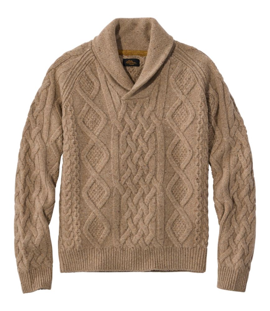 Men's Signature Ragg Wool Fisherman Sweater, Shawl Collar