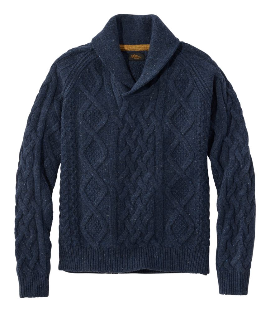 Men's Signature Ragg Wool Fisherman Sweater, Shawl Collar