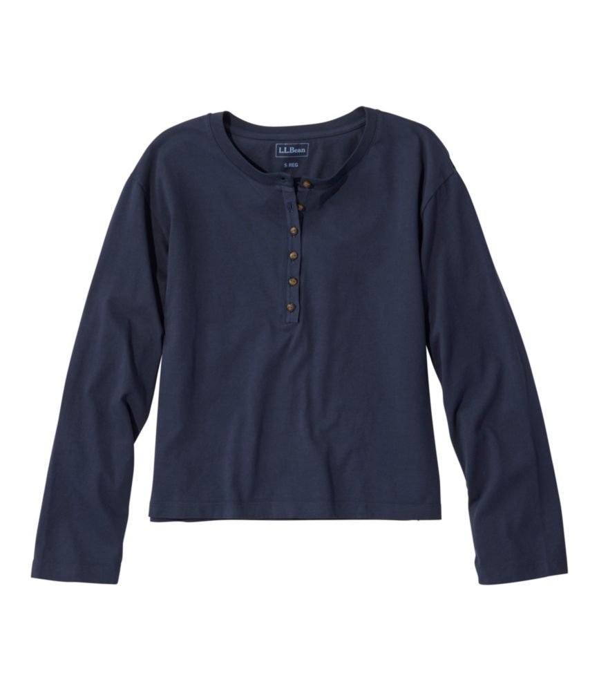 Women's Sunwashed Tee, Long-Sleeve Cropped Boxy Henley
