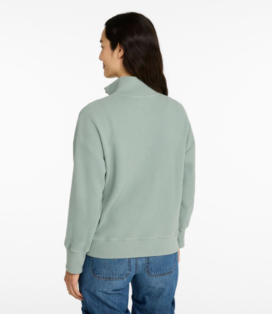 Women's Sunwashed Waffle Top, Mockneck Henley, Dark Cinder, small image number 3