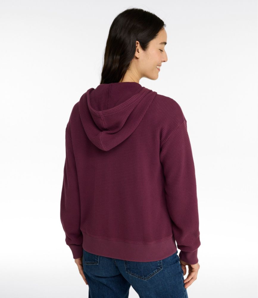 Women's Sunwashed Waffle Top, Full-Zip Hoodie, Dark Cinder, small image number 3