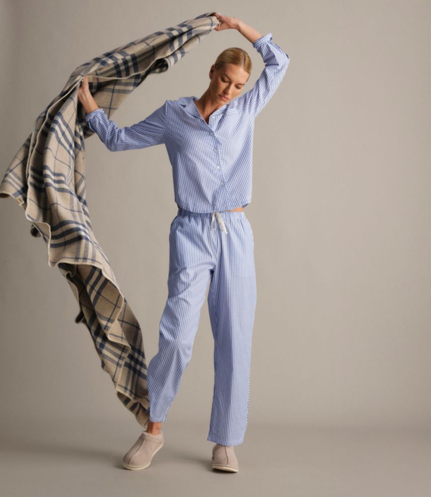 Women's Bean's Poplin Pajama Set, Faded Sage Batik Floral Print, small image number 7