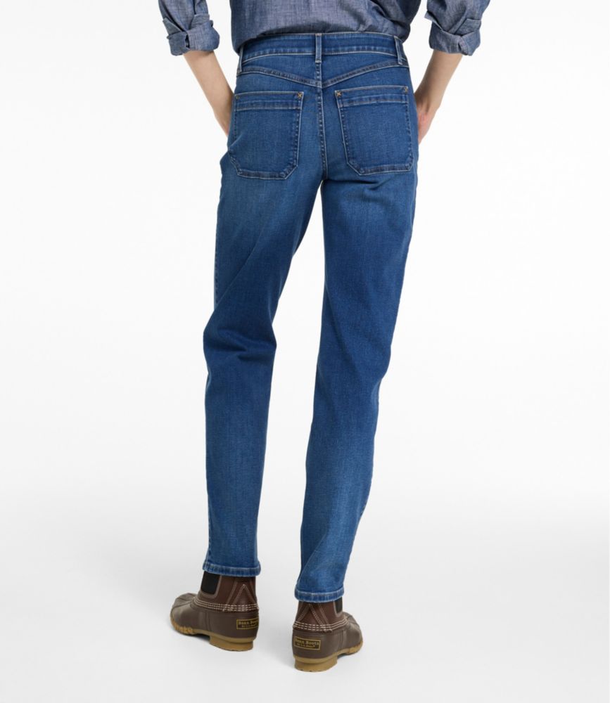 Women's L.L.Bean Go-Anywhere Jeans, Mid-Rise Ultimate Straight-Leg, Deep Mariner Wash, small image number 3