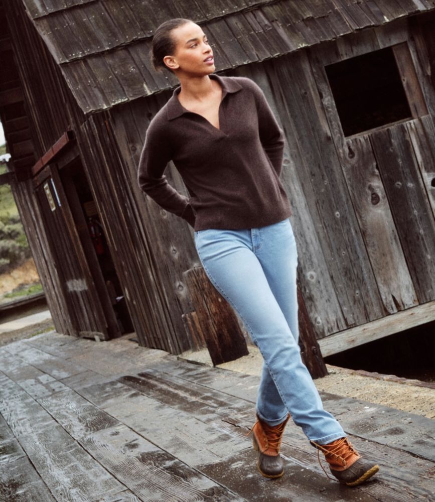 Women's L.L.Bean Go-Anywhere Jeans, Mid-Rise Ultimate Straight-Leg, Deep Mariner Wash, small image number 7