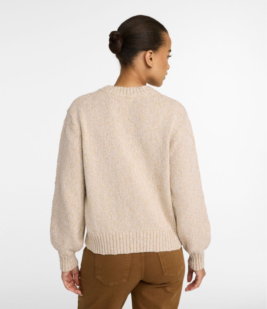 Women's Cotton Ragg Sweater, Relaxed Crewneck, Bone Marl, small image number 3