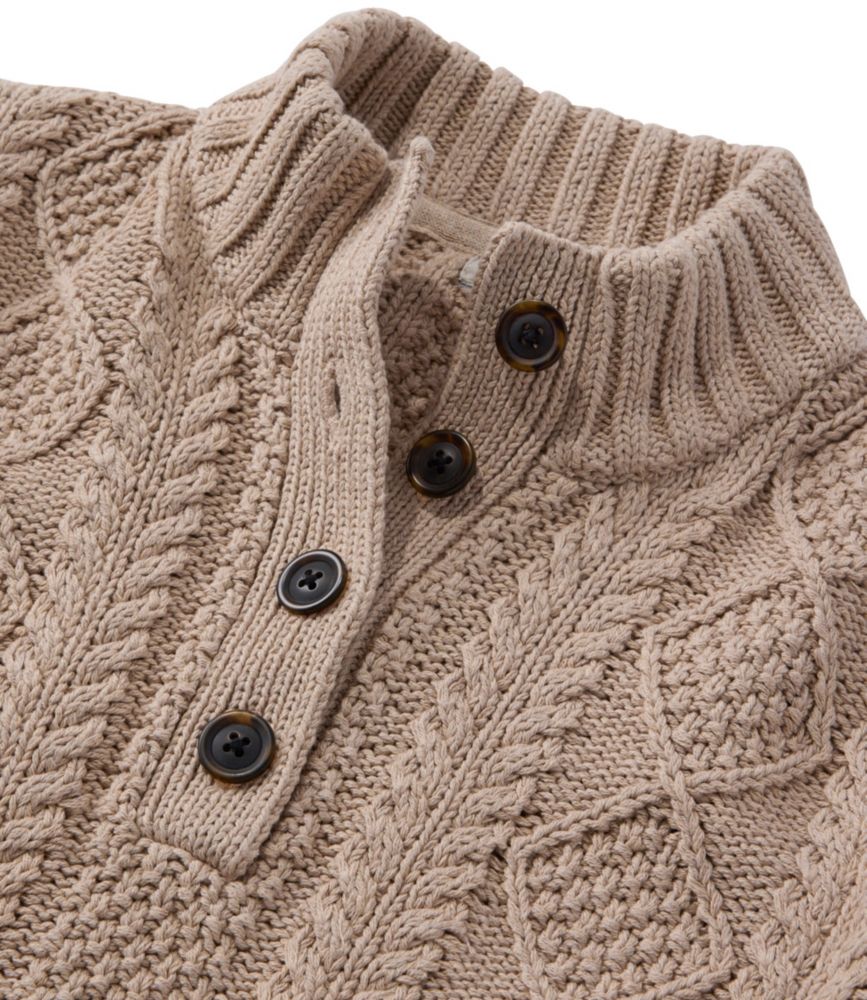 Women's Signature Cotton Fisherman Sweater, Mockneck, Forest Shade, small image number 4