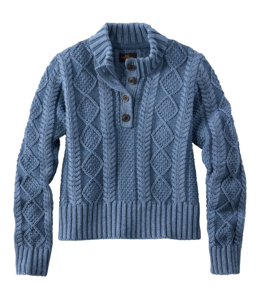 Women's Signature Cotton Fisherman Sweater, Mockneck