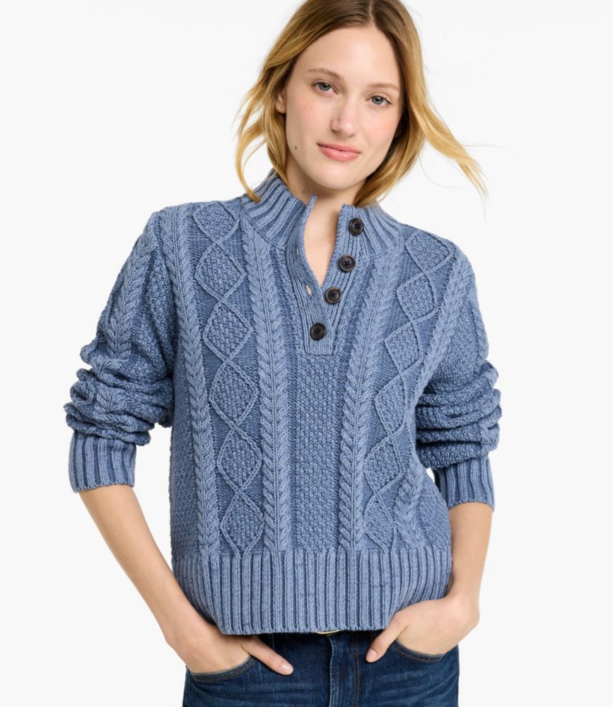 Women's Signature Cotton Fisherman Sweater, Mockneck